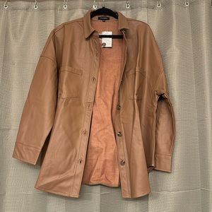 Brown leather shacket